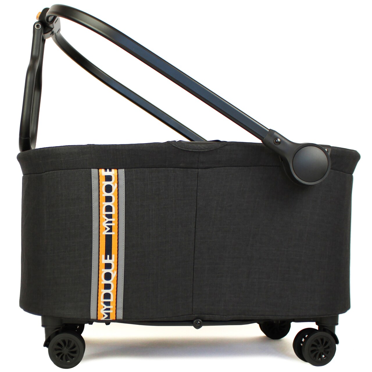 My Duque: MULTI Bicycle Pannier Basket - Melange Black - 2-In-1 Shopping Utility Cart, Bike Adapter, Push-Pull Handle, Wheeled, Folding, 22lb Load Cap